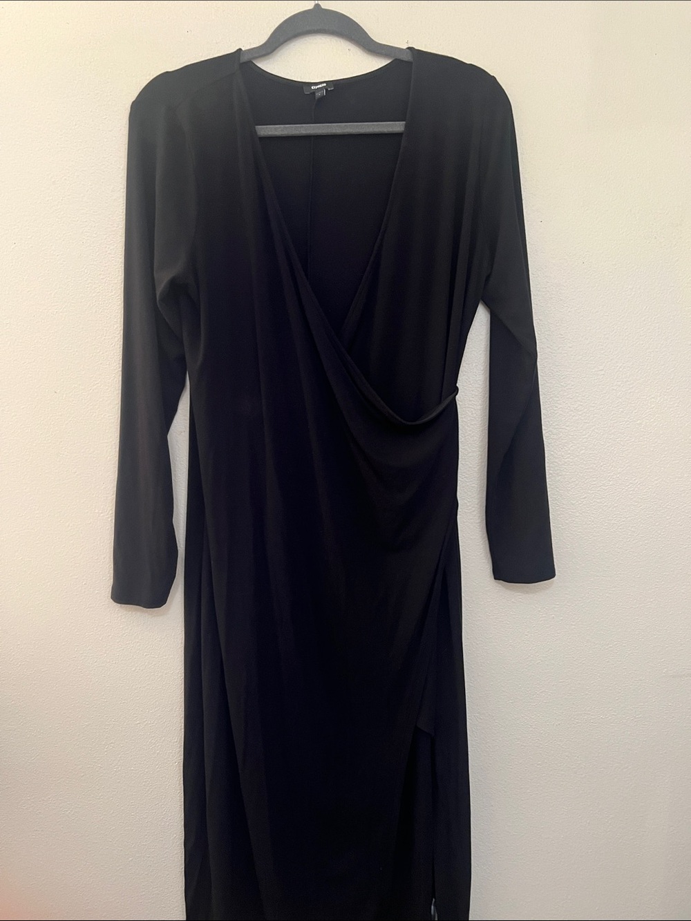 Express Black Long-Sleeve Wrap Dress